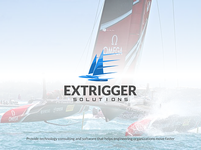 Sailboat Logo Extrigger 3d render brand design brand guideline brand identity branding consulting design double hull engineering company logo logo design low polygon minimal outrigger racing boat sail boat software company startup company technology company vector