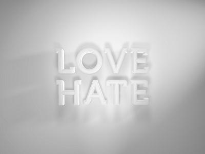 Love / Hate 3d typography