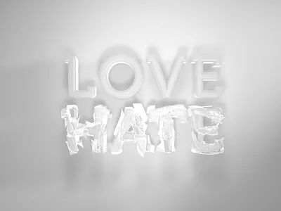 Love Hate 2 3d lightening typography