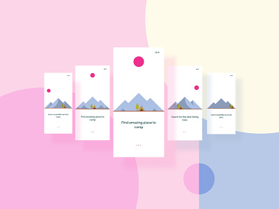 Mobile App Mountanering - Onboarding announcement app app design app mobile flat graphicdesign hiking illustration learn minimalist onboarding safety ui ux vector