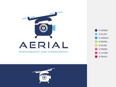 Logo - Drone design combined with lens aerial community drone logo flat flying logo logodesign logonew logos logotype minimalist photography vector videography