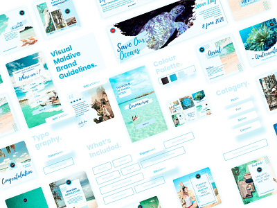 Travel Blogger - Maldive Insta Kit beach blogger blue branding canva design flat graphicdesign illustration instagram minimalist ocean social media travel traveller vacation