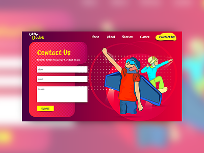Little Dudes contact us landing page artworks charachters contact us creative html illustration kids landing design landing page landing page concept toddler toddlers vector web web design website
