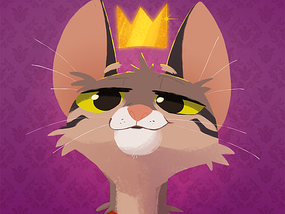 King...and he knows it animal art cat character design cute feline illustration kid lit art poster silly