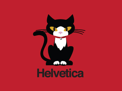 Helvetica black cat grey helvetica illustration red white yellow