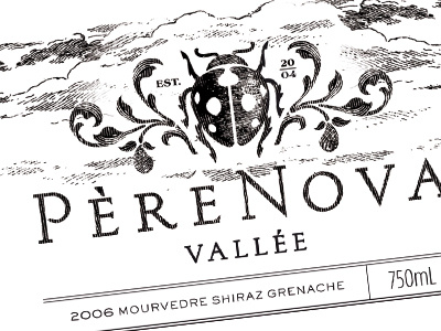 PereNova Wines Vintage Etching Label Concept