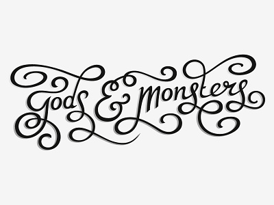 Gods & Monsters curves custom custom type hand drawn lettering logo logotype ornamental ornaments script type typography