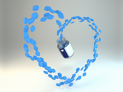 Bottled love 3d blender3d blue bottle heart love particles pills viagra visual