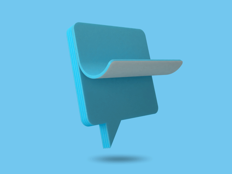 'Post it' Icon 3d 3d animation animation blender3d blue icon icon animation motion postit speechbubble