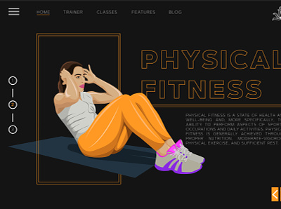 Physical fitness graphic design homepage illustration art illustrator uidesign vector illustration website website design