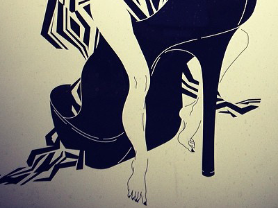 Tacco 12 black and white bw fabric hand shoe woman