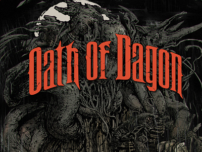 Oath of Dagon creature cthulhu dagon dark fantasy drawing horror illustration logo lovecraft type