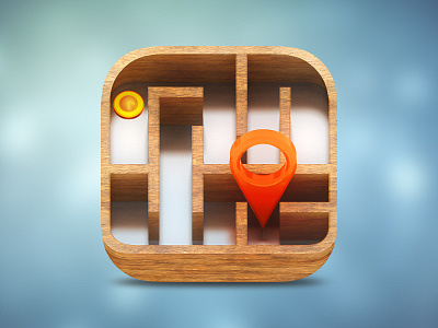 ios Maze icon game icon ios maze orange point way wood