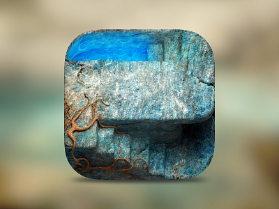 ios Cave icon adventure blue cave dungeon game icon ios maze rock root water wood