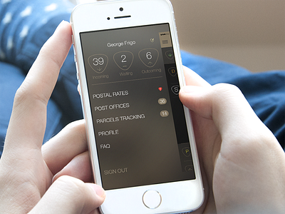 Parcel`s tracking sidebar design interface ios iphone list mail parcel sidebar simple tracking ui ux