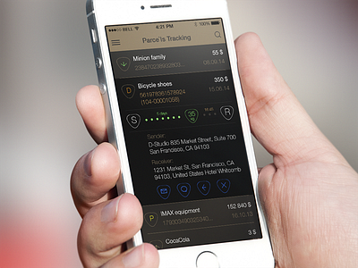 Parcel`s tracking design details interface ios iphone list mail parcel simple tracking ui ux
