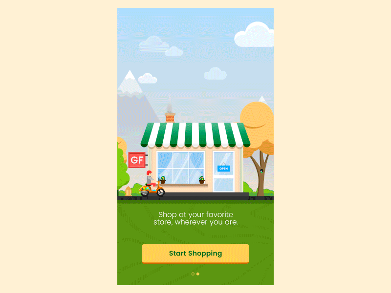 Marketing screens transition animation building design gif grocery ios iphone nature shop store ui ux