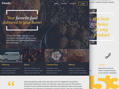 Foody concept delivery food homepage interface landingpage on demand ui ukraine web website weddesign