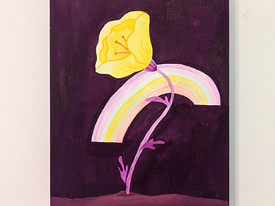 Blooming canvas floral flower gouache paint painting purple rainbow