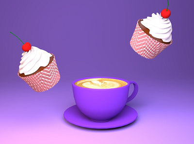 Sweet Harmony 3D 3d 3d modelign cake coffee cupcake