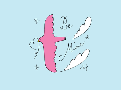 Be Mine greeting card hand lettering holiday illustration valentines day