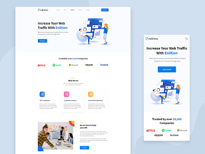 Enlition - SEO/Digital Agency Landing Page creative agency creative agency ui creative design design digital digital agency flat illustration landing page minimal modern seo seo agency trendy design ui ux design uidesign web page webdesign website