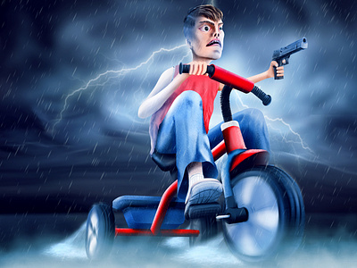 Riding on the storm with .50 Cal character character design concept art digital drawing digital painting illustration krita