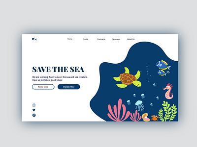 SAVE SEA daily ui flat illustration landing page typography ui vector web web design web ui website