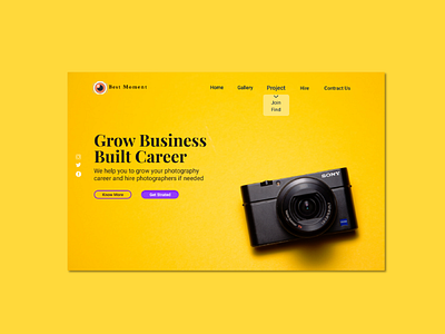 Photography website landing page