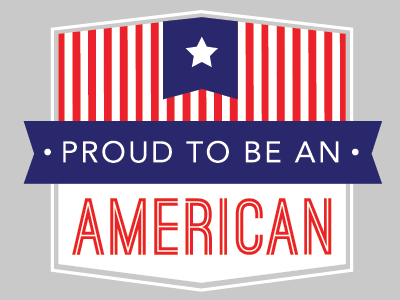 Proud america patriotism redwhiteblue typography