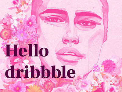 Hello dribbble aquarell art digitalart digitalartist dribbble flowers fresh graphic hello dribbble hello world illustration illustrator new photoshop procreate scribble watercolor