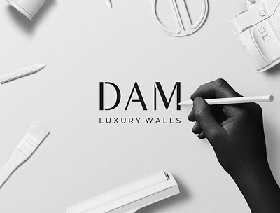 DAM Luxury Walls Brand Identity Design brand brand stationery brand strategy branding brochure design business card design clean design identity logo minimal wall art