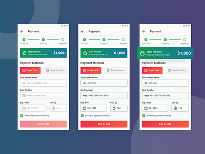 Exploration - Credit Card Checkout for Mobile Apps checkout figma mobile app ui uidesign