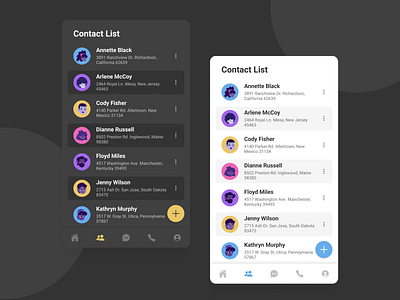 Exploration - Contact List with Auto Layout from Figma dark mode figma mobile app ui uidesign
