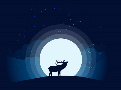 Moonlight elk design illustration