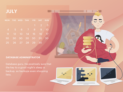 Database guru calendar illustration