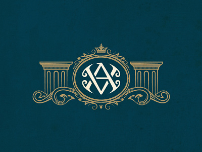 V/A Accountancy accounting british crest crown logo monogram ornage pillars royal