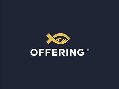 Offering.ie church giving hand ichthus ireland logo negative space yellow