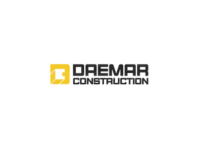 Daemar Construction black construction d monogram negative space yellow