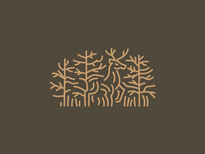 Stag antlers buck deer forest line art stag strokes nature woods