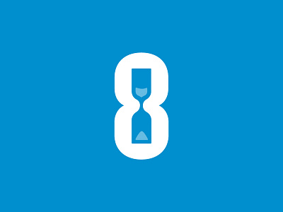 Eight Hours 8 blue eight hourglass hours icon logo negative space sand