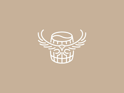 Barrel Espresso Bar Logo barrel bean bird coffee eagle line art logo wings