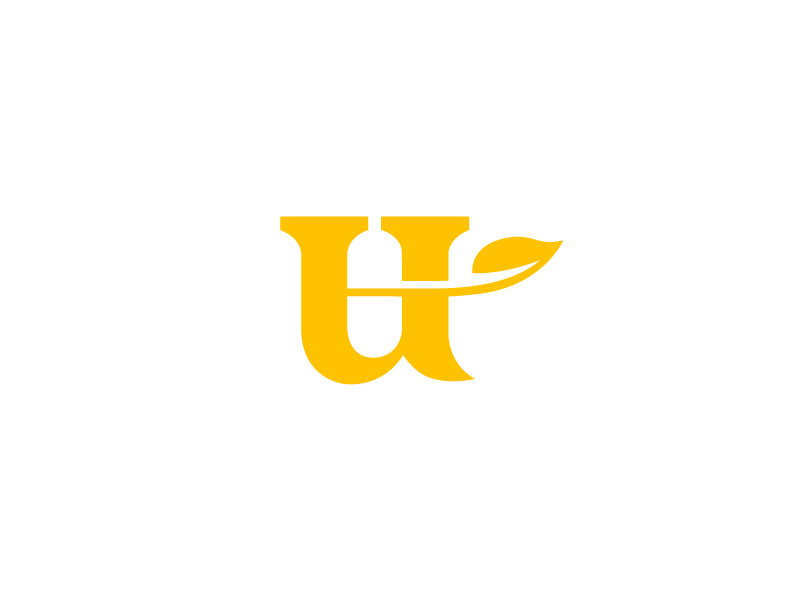 Natural Supplement Co. Logo icon logo pharmacy minimal nutrition monogram u yellow leaf pill negative space