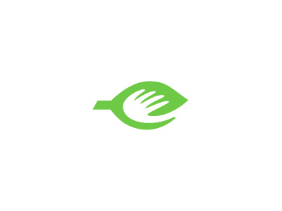 Eco Hand Logo eco fingers green hand help icon leaf logo negative space reach