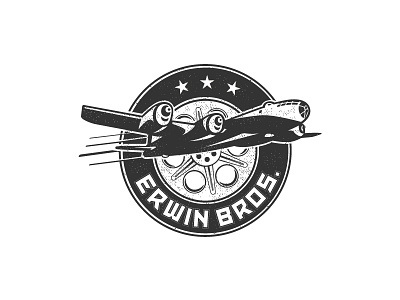 Erwin Bros. airplane b29 badge brothers crest erwin film logo reel stars vintage