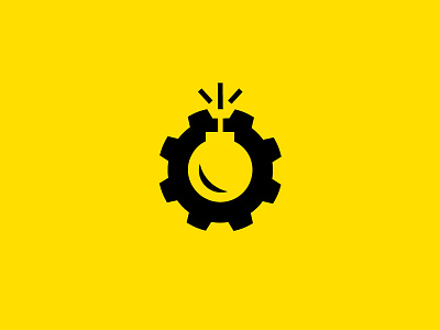 Commotion Engine Icon Concept dynamite engine explode fuse. gears icon logo motor