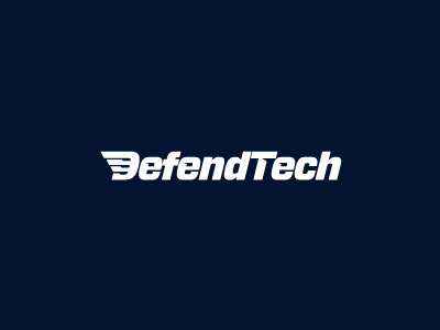 Defend Tech blue customized logo typographic wings