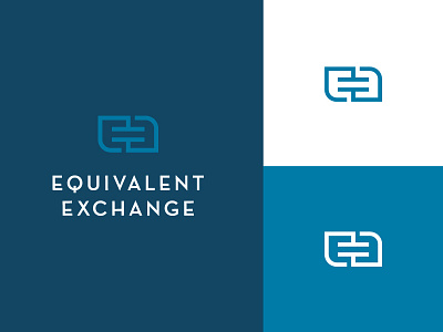 Equivalent Exchange ambigram art blue ee equal icon line logo monogram sign