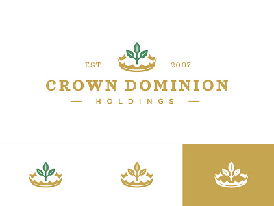 Crown Dominion branding crown logo plant royal