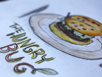 Hungry Bug Sketch bug burger food lady sketch sketching